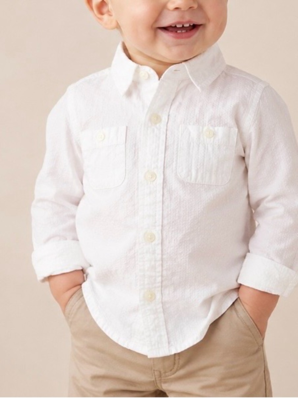 Janie and Jack White Button Down Shirt Boys 18-24  Months Long Sleeve Collared